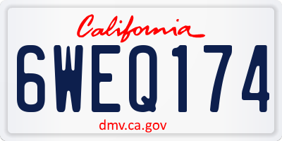 CA license plate 6WEQ174