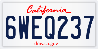 CA license plate 6WEQ237