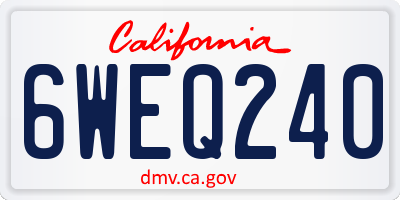 CA license plate 6WEQ240