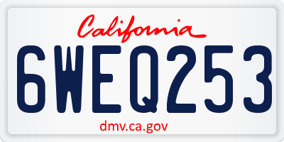 CA license plate 6WEQ253