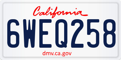 CA license plate 6WEQ258