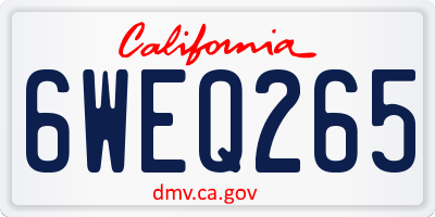 CA license plate 6WEQ265