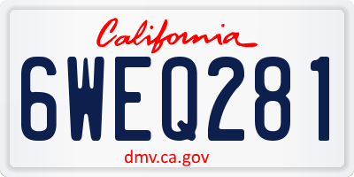 CA license plate 6WEQ281