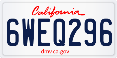 CA license plate 6WEQ296