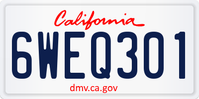 CA license plate 6WEQ301