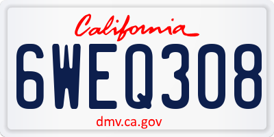 CA license plate 6WEQ308