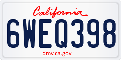 CA license plate 6WEQ398