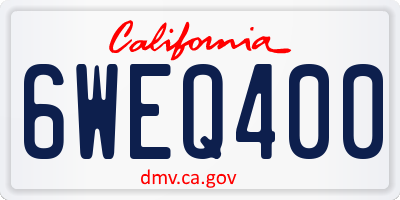 CA license plate 6WEQ400