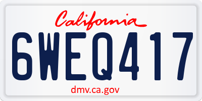 CA license plate 6WEQ417