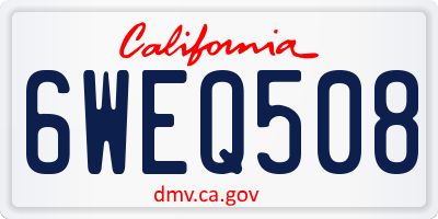 CA license plate 6WEQ508