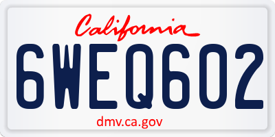 CA license plate 6WEQ602