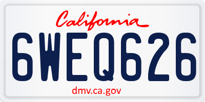 CA license plate 6WEQ626
