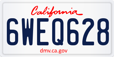 CA license plate 6WEQ628