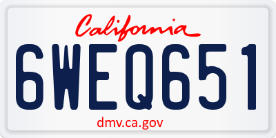 CA license plate 6WEQ651