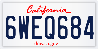 CA license plate 6WEQ684