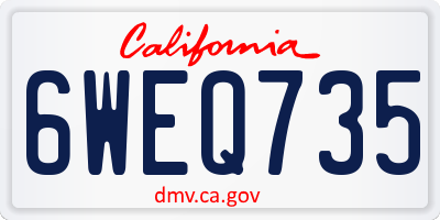 CA license plate 6WEQ735