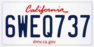 CA license plate 6WEQ737