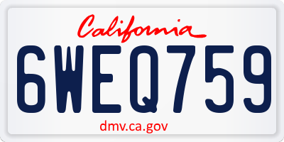 CA license plate 6WEQ759