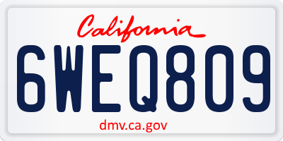 CA license plate 6WEQ809