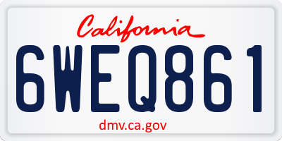 CA license plate 6WEQ861