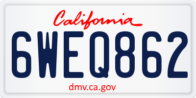 CA license plate 6WEQ862