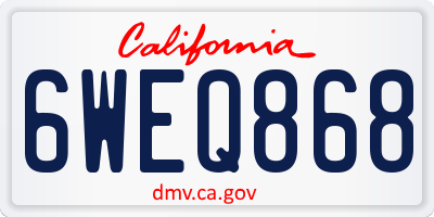 CA license plate 6WEQ868