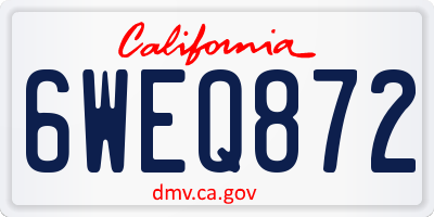 CA license plate 6WEQ872