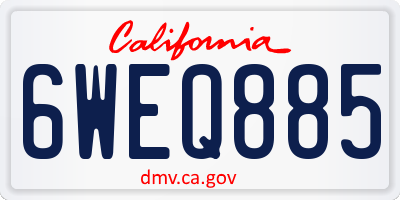 CA license plate 6WEQ885