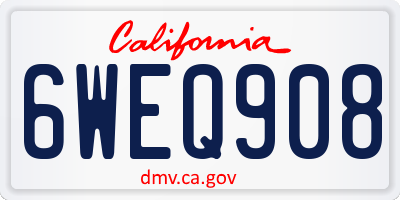 CA license plate 6WEQ908