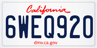 CA license plate 6WEQ920