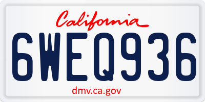 CA license plate 6WEQ936