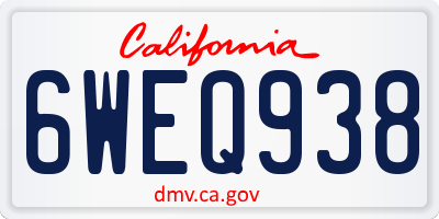 CA license plate 6WEQ938