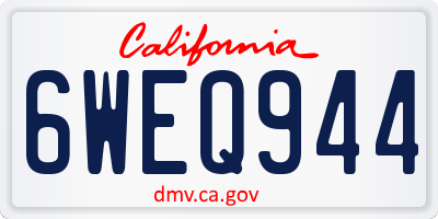 CA license plate 6WEQ944