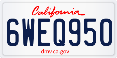 CA license plate 6WEQ950