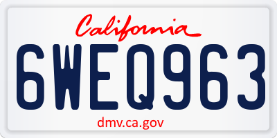 CA license plate 6WEQ963