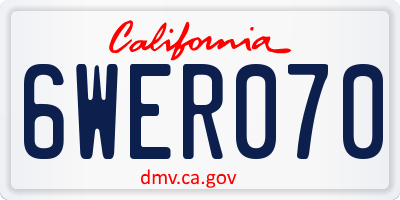 CA license plate 6WER070