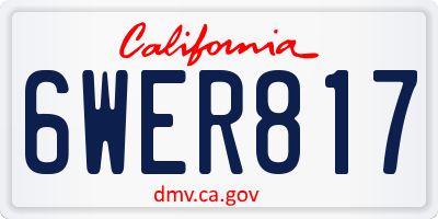 CA license plate 6WER817