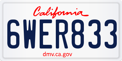 CA license plate 6WER833