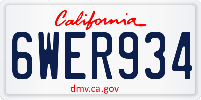 CA license plate 6WER934