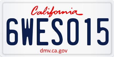 CA license plate 6WES015