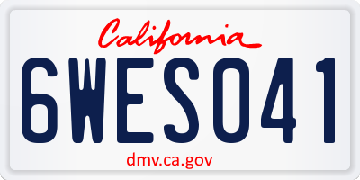 CA license plate 6WES041