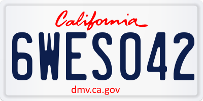 CA license plate 6WES042