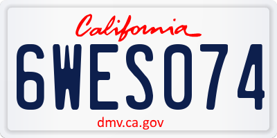 CA license plate 6WES074
