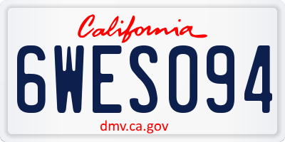 CA license plate 6WES094