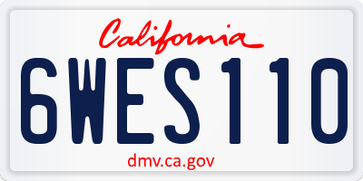 CA license plate 6WES110