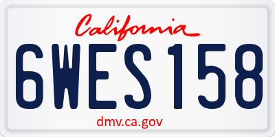CA license plate 6WES158