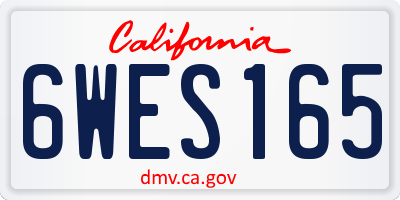 CA license plate 6WES165