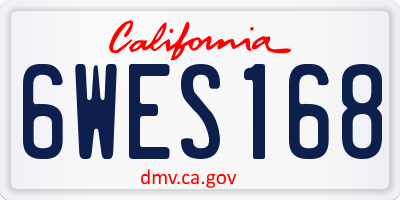 CA license plate 6WES168