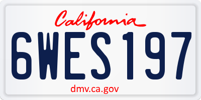 CA license plate 6WES197