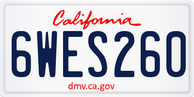CA license plate 6WES260